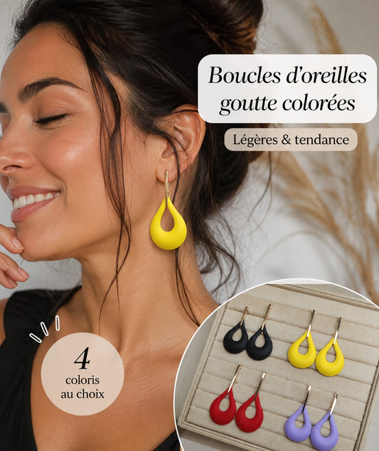 Boucles d'oreilles goutte colorées – Plusieurs coloris (Fantaisie)