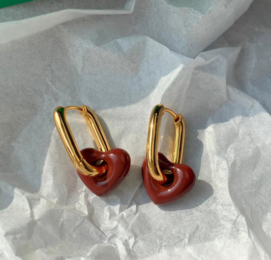 Boucle d'oreille or rouge (Acier)