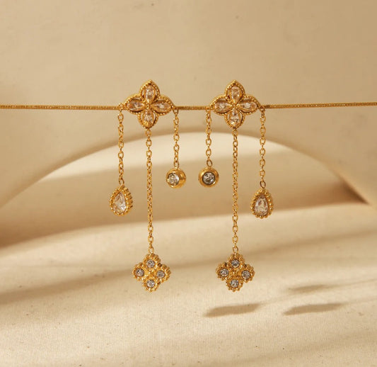 Boucle d'oreille or et strass Inspi (Acier)
