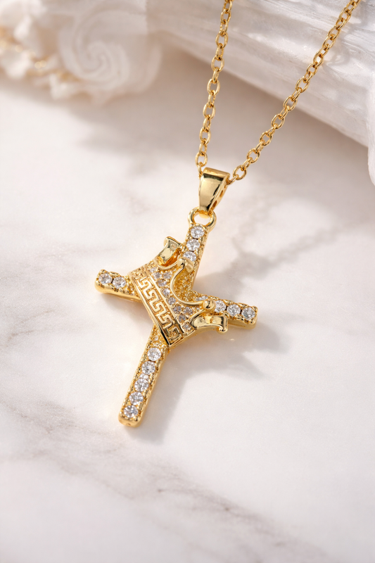 Collier Croix or (Acier)