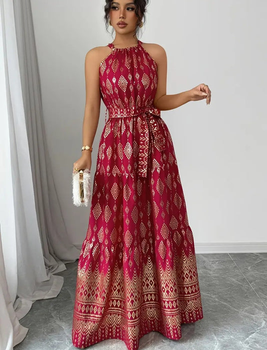 Robe Longue bourgogne or brillant