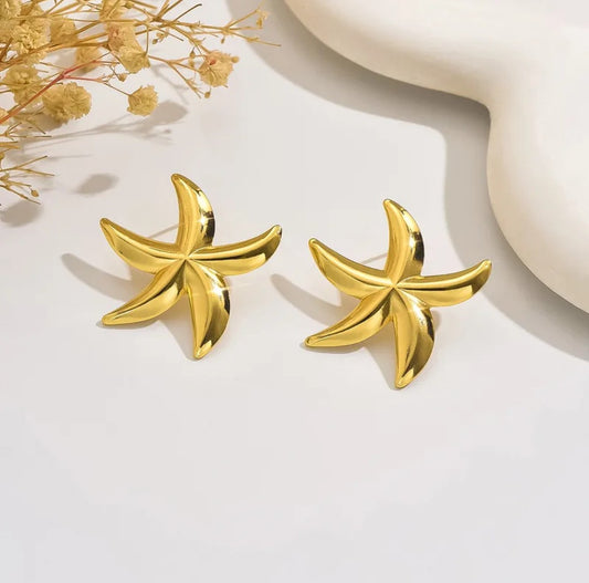 Boucle d'oreille étoile de mer or (Acier)