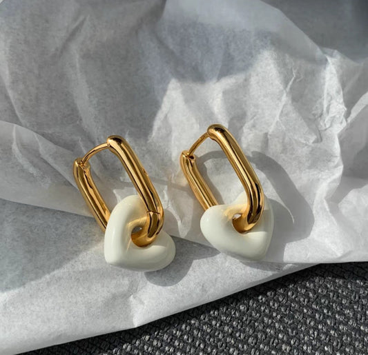 Boucle d'oreille or et blanche (Acier)
