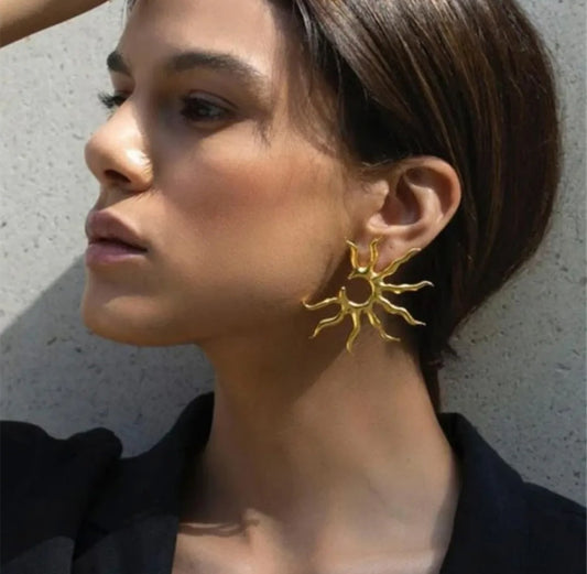 Boucle d'oreille or soleil (Acier)