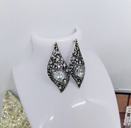 Boucle d'oreille noir argent (fantaisie) BO21224