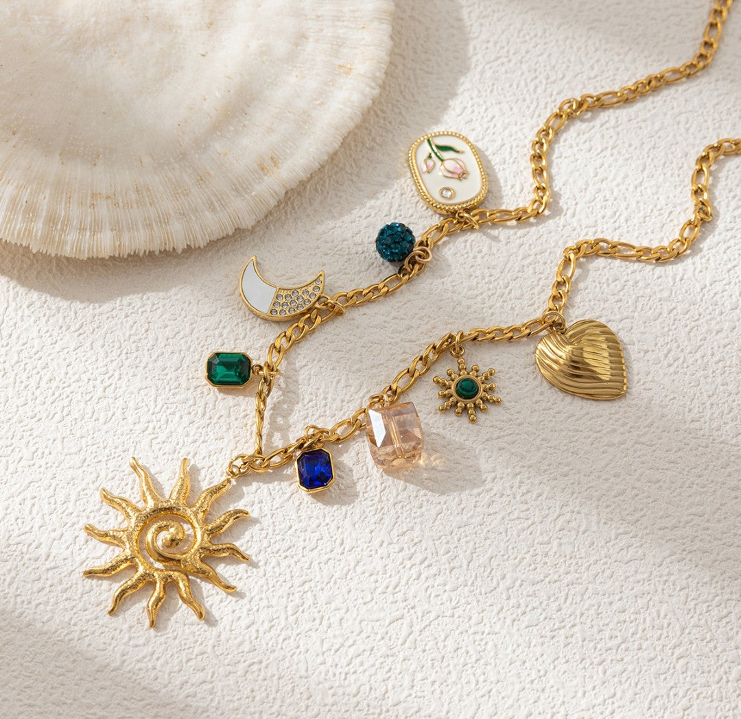 Collier or breloque soleil (Acier) CA26