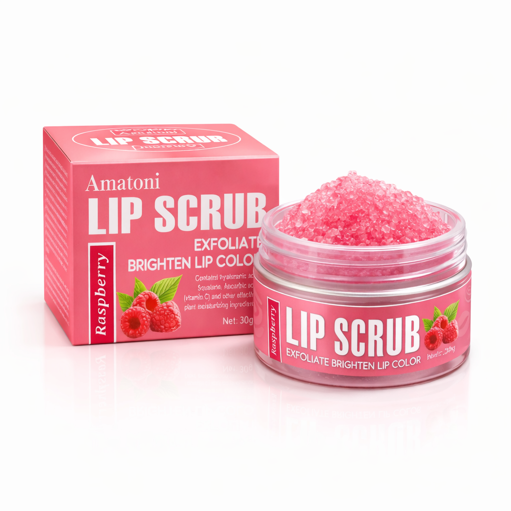 Gommage Lèvres Amatoni – Exfoliant Hydratant Framboise ou Pêche | Lèvres Douces & Lisses