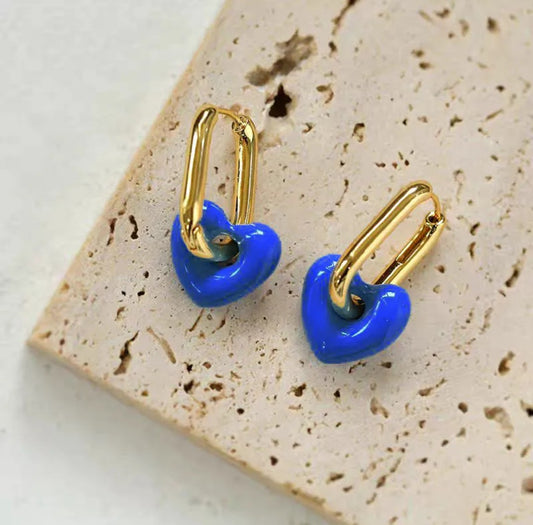 Boucle d'oreille or et bleu (Acier)