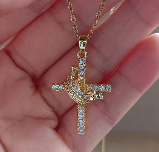 Collier Croix or (Acier)