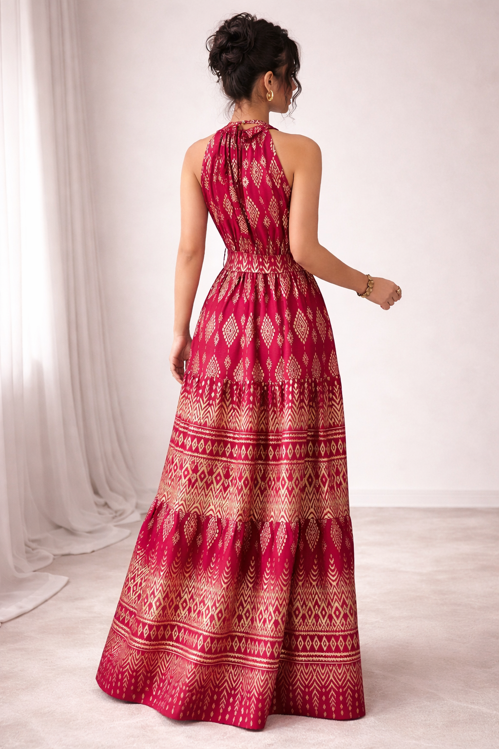 Robe Longue bourgogne or brillant