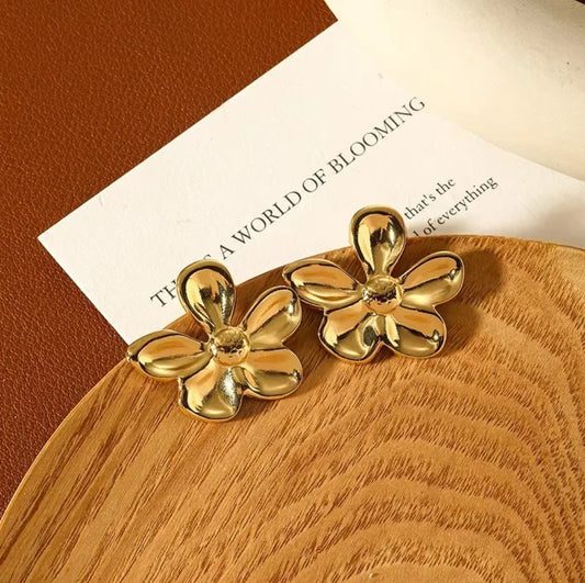 Boucle d'oreille fleur or (Acier)