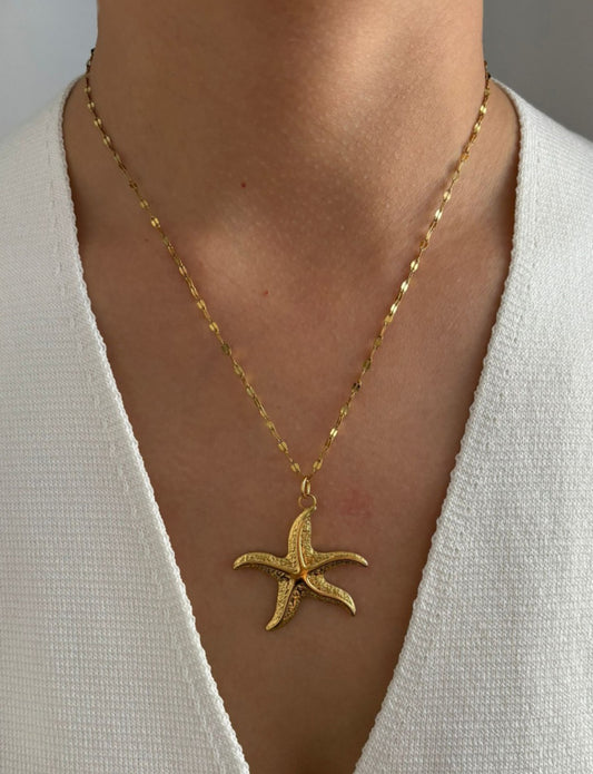 Collier étoile de mer or (Acier)